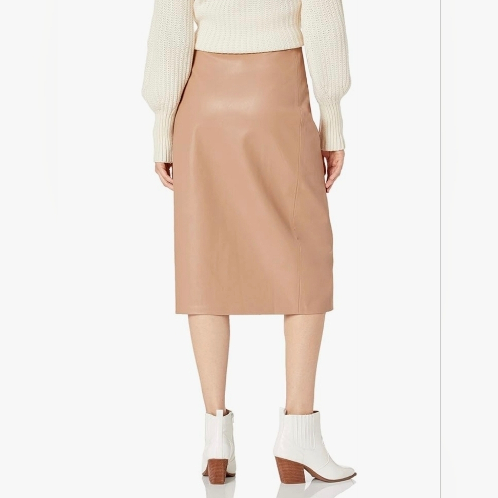 The Drop Women's Manon Vegan Leather Wrap-Front Midi Skirt #725 - Picture 5 of 8